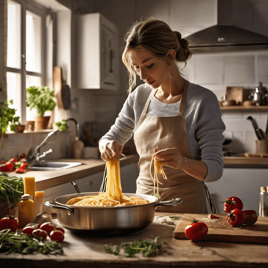 스파게티를 만드는 고녀