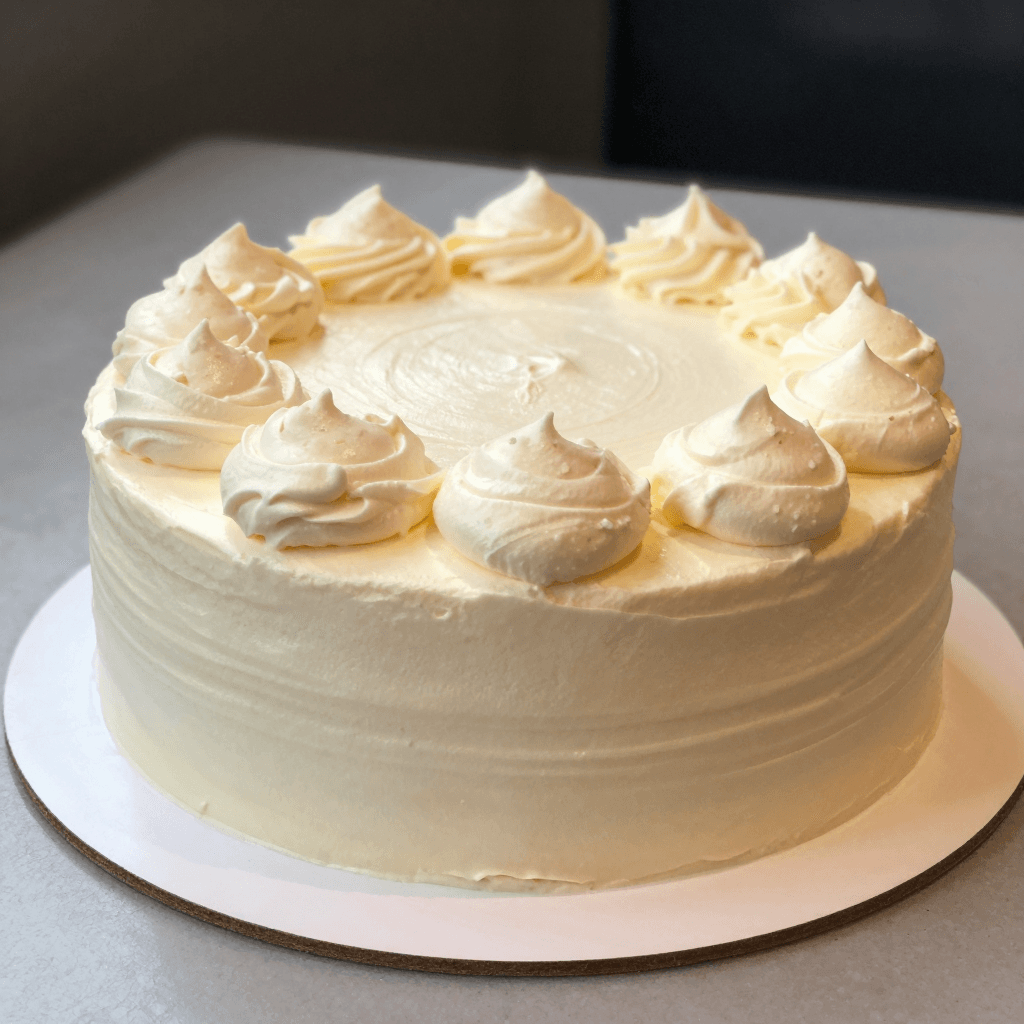 식탁 위에 놓여저 있는 생크림 케이크