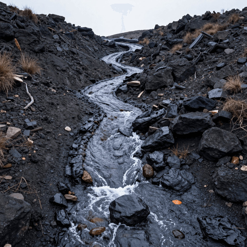 산에서 흐르는 용암
