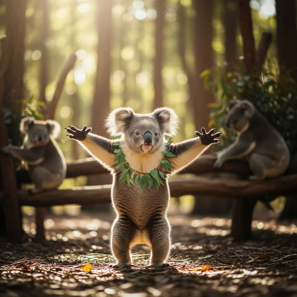 귀여운 코알라가 춤을 추는 사진