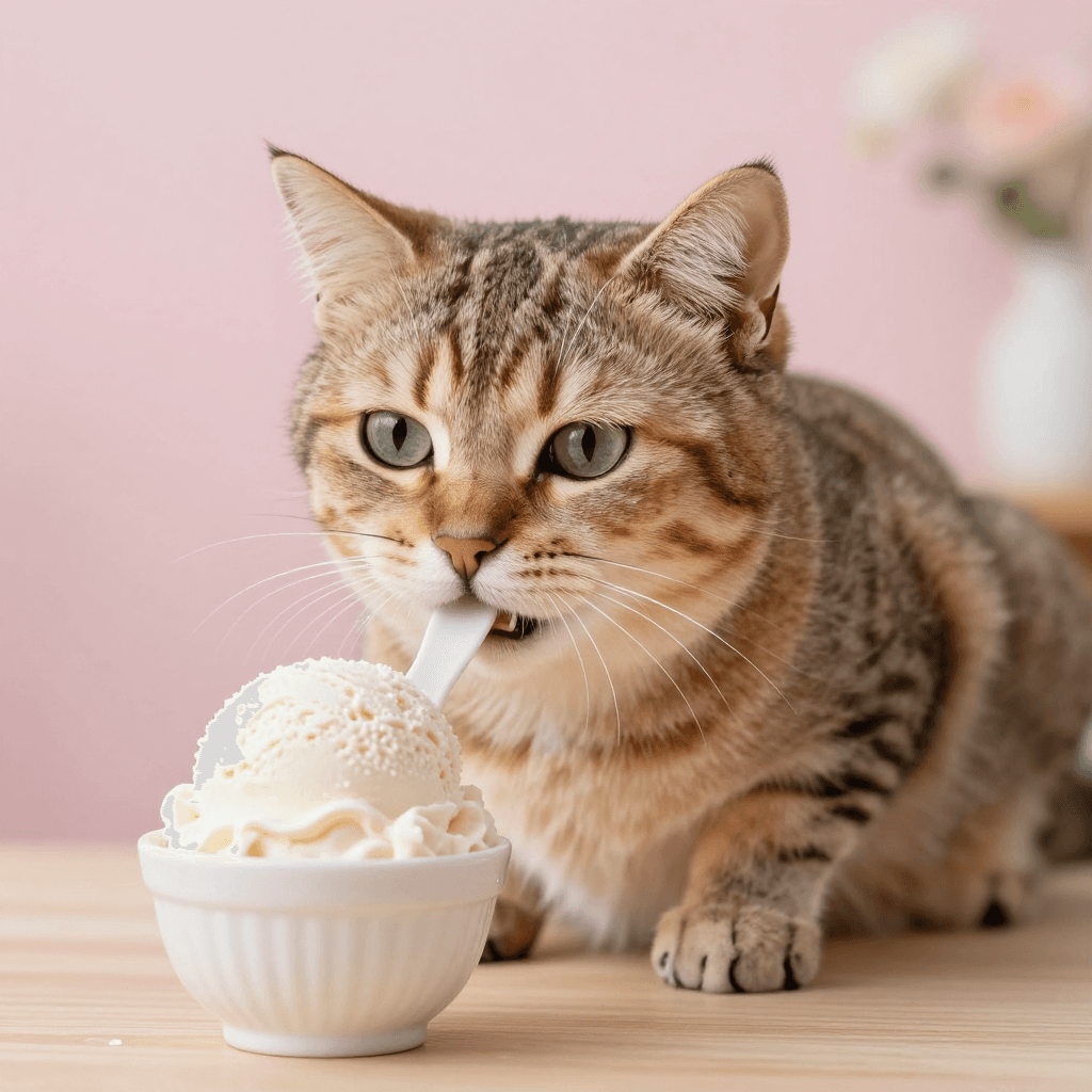 아이스크림을 먹는 고양이