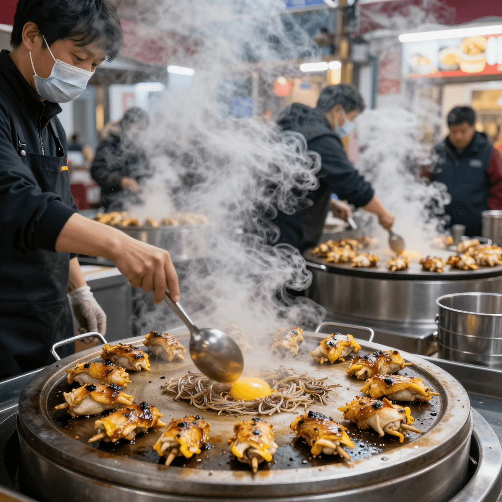 불판에 회 구워먹는 사람들