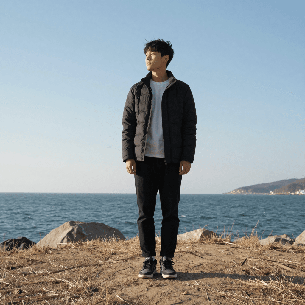 다리위에서 바람쐐는 남자