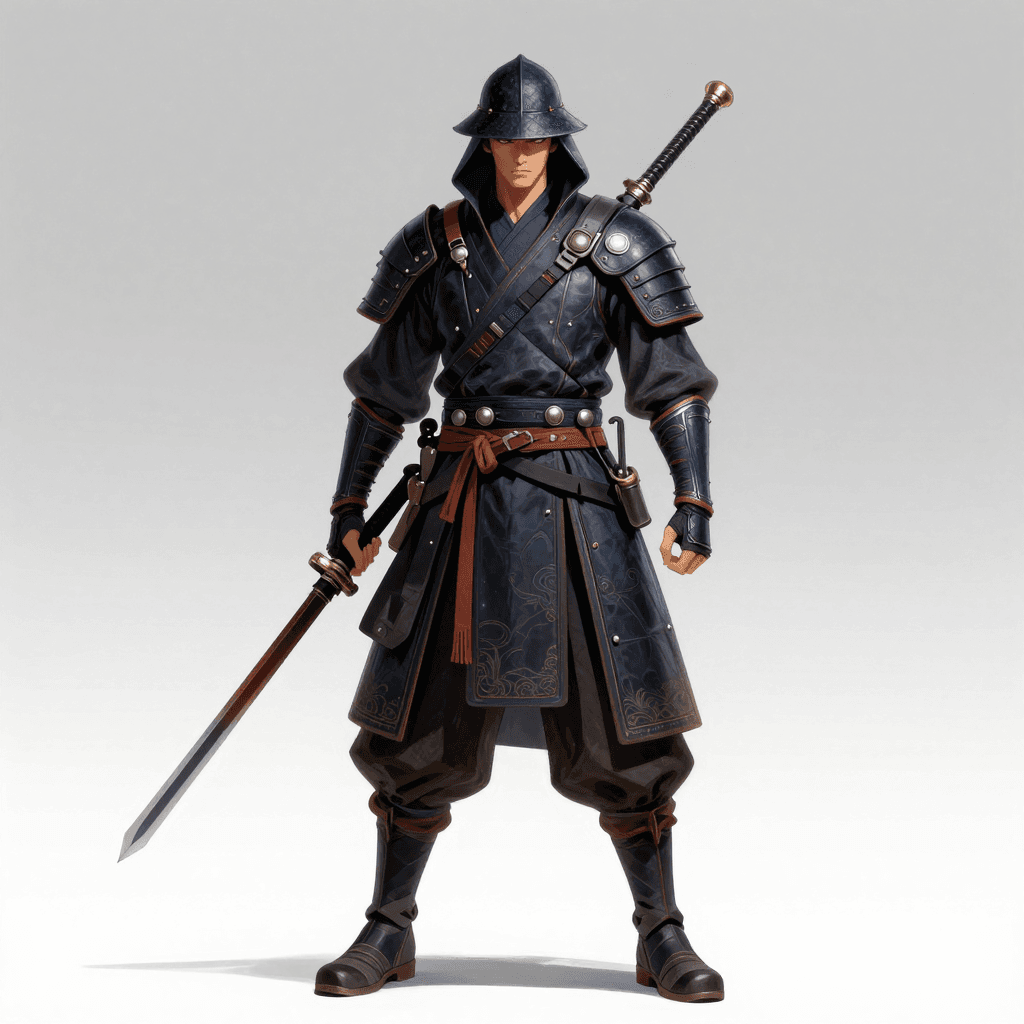 사이버펑크 스타일의 사무라이 전사