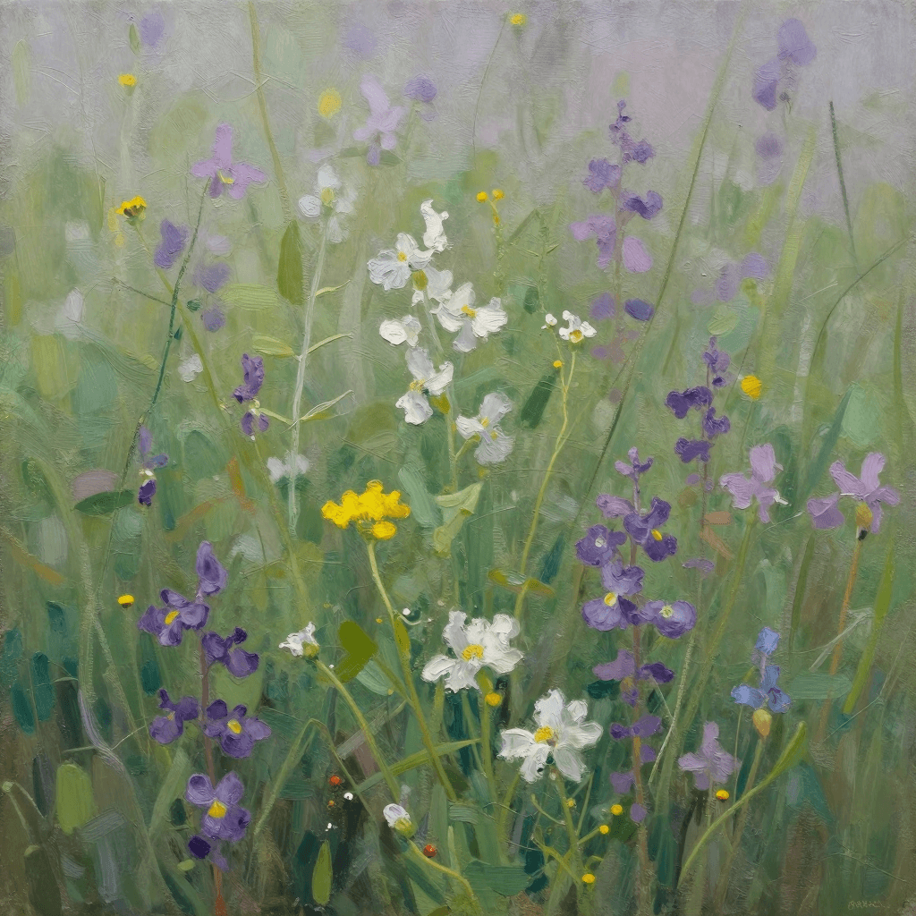 수채화 물감이 번진 듯한 몽환적인 꽃밭