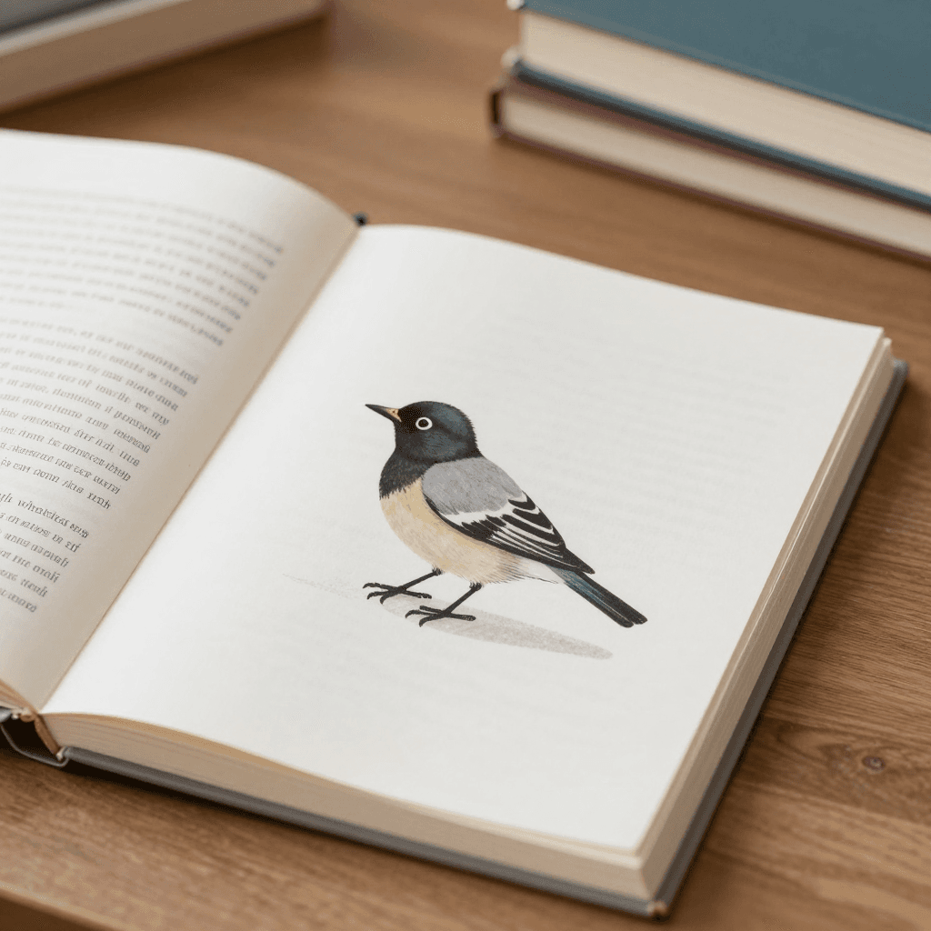 책상 위에 놓인 종이학 한 마리