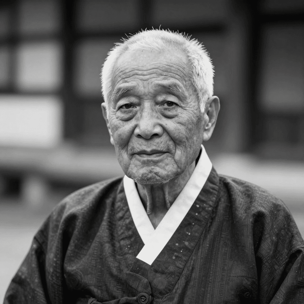 지혜가 담긴 노인의 흑백 인물 사진