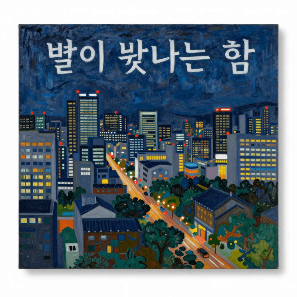 고흐의 '별이 빛나는 밤' 스타일로 그린 서울 야경
