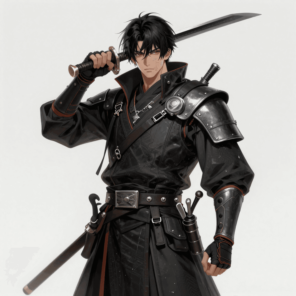 사이버펑크 스타일의 사무라이 전사