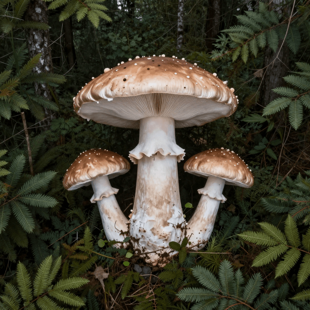 거대한 버섯들이 자라난 환상의 숲 top view