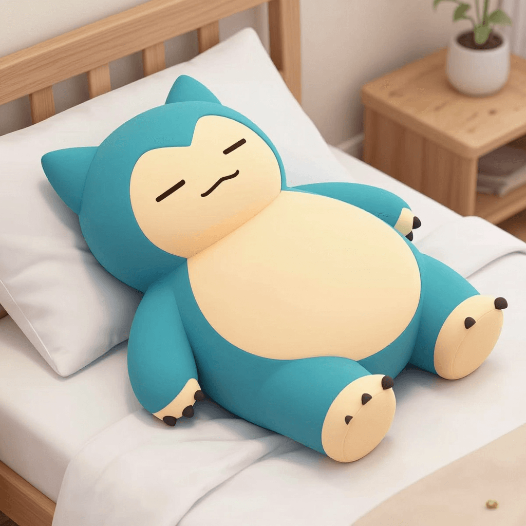 sleeping snorlax on the bed realistic