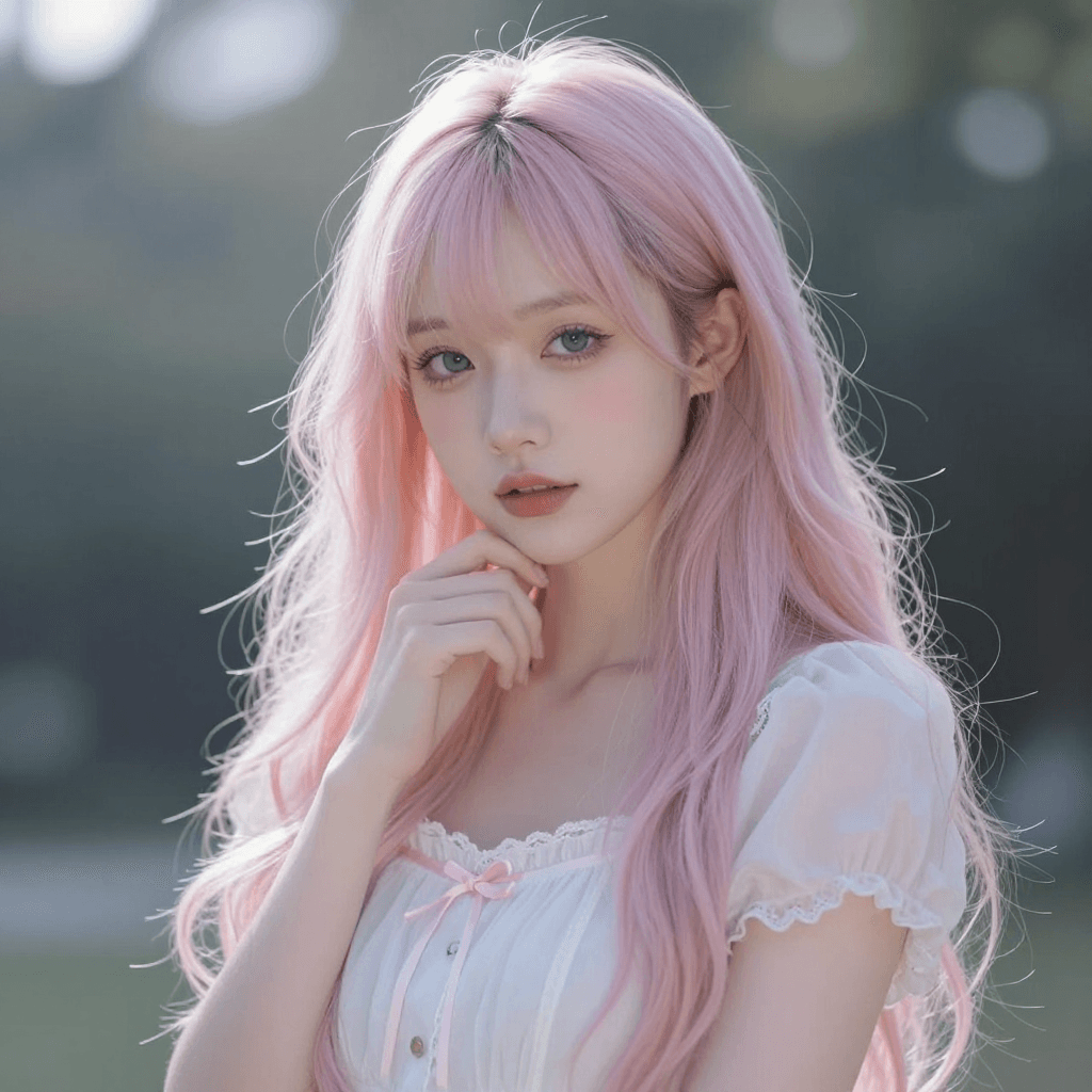 파스텔 고스(Pastel Goth) 스타일의 소녀 캐릭터