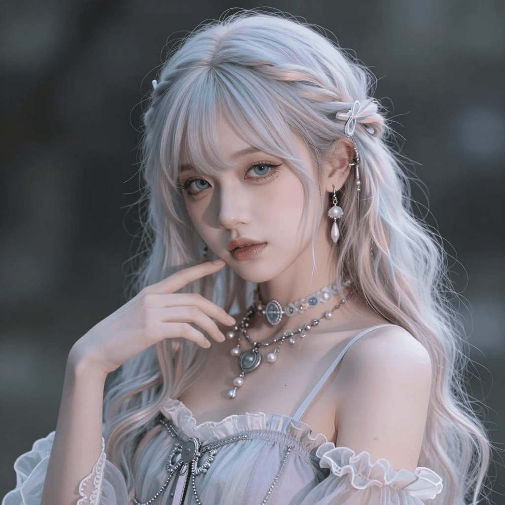 파스텔 고스(Pastel Goth) 스타일의 소녀 캐릭터