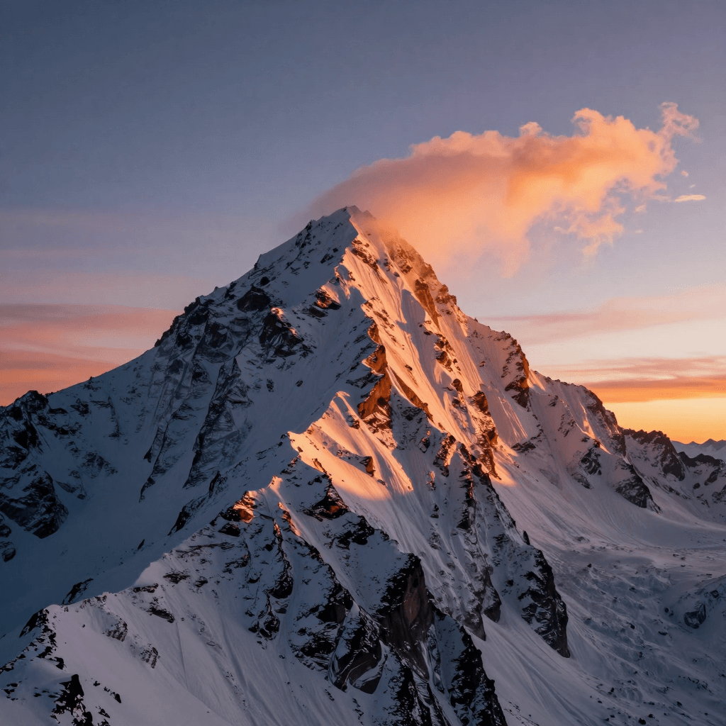 산 정상에서 바라본 장엄한 일출
