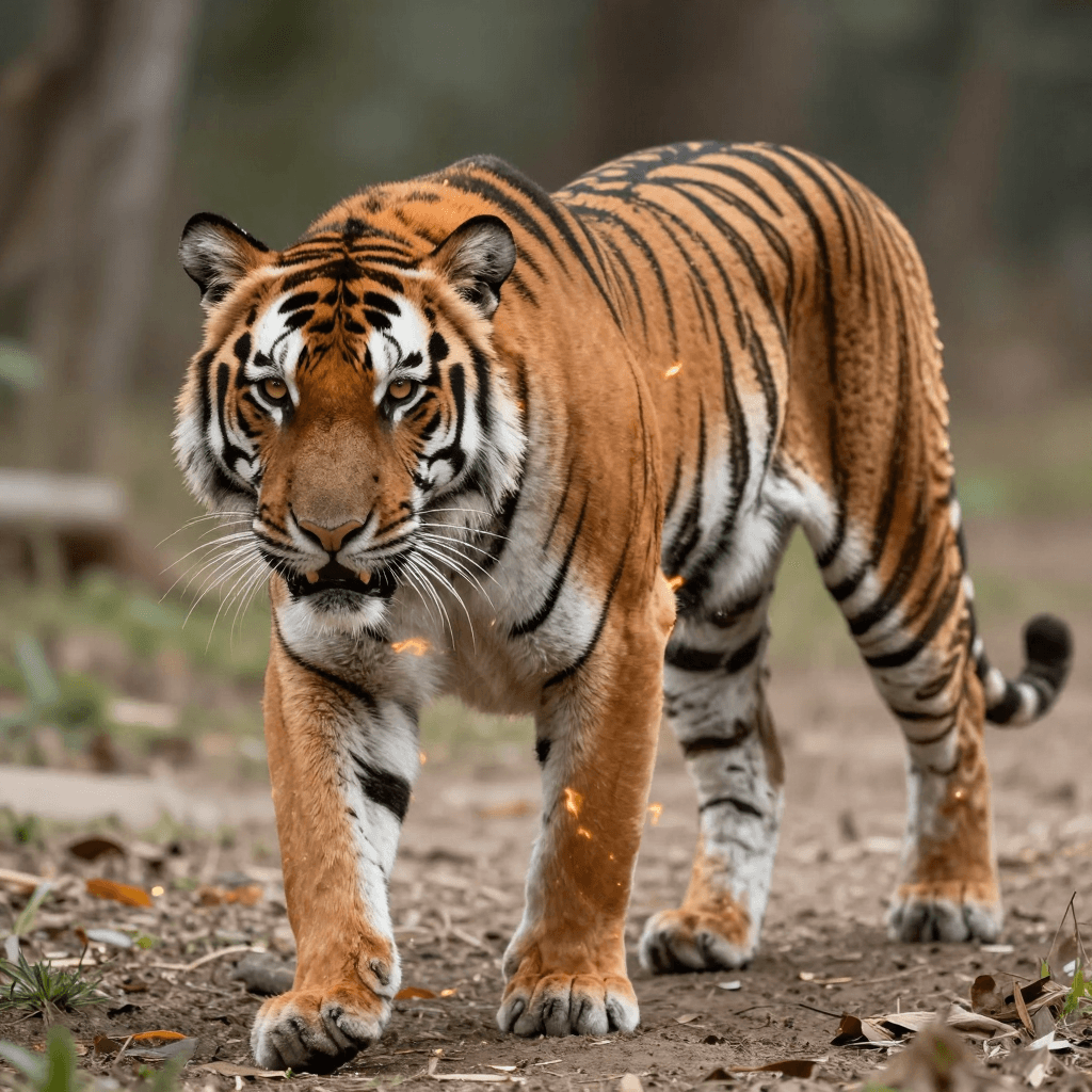 이글거리는 불꽃으로 이루어진 호랑이 형상