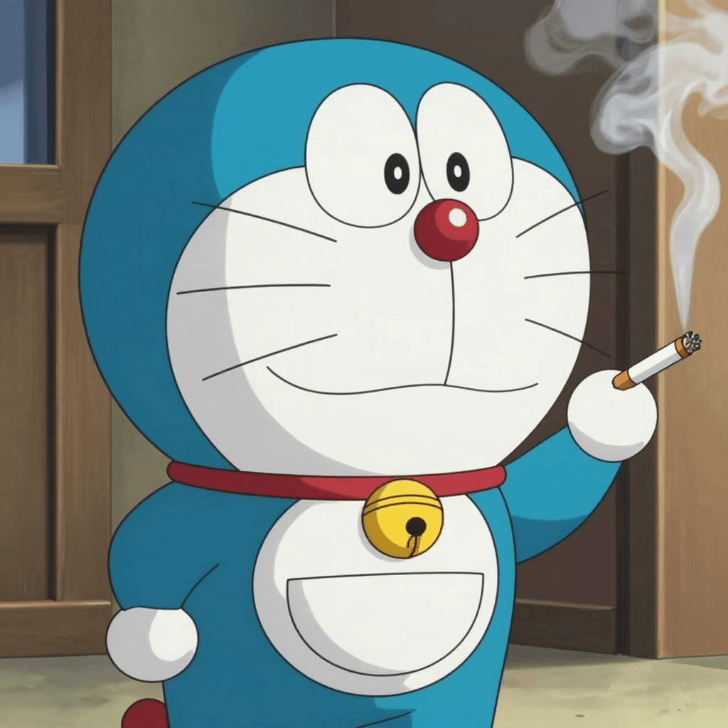 담배를 피는 도라에몽