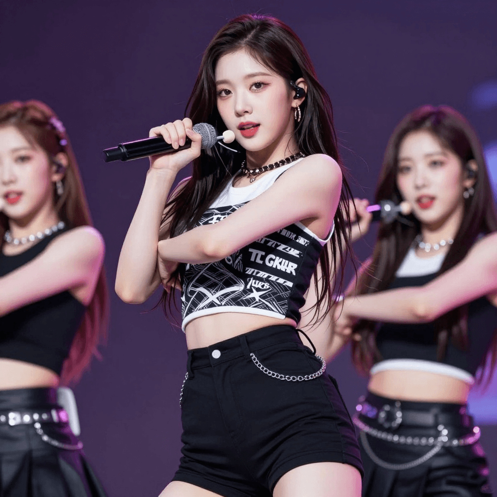 무대에서 공연하는 kpop 여자 아이돌