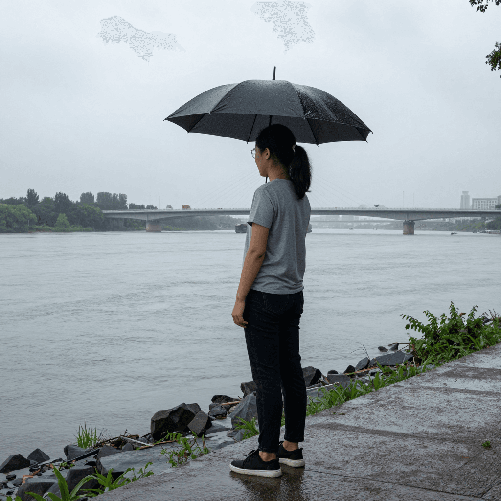 폭우가 내리는 한강