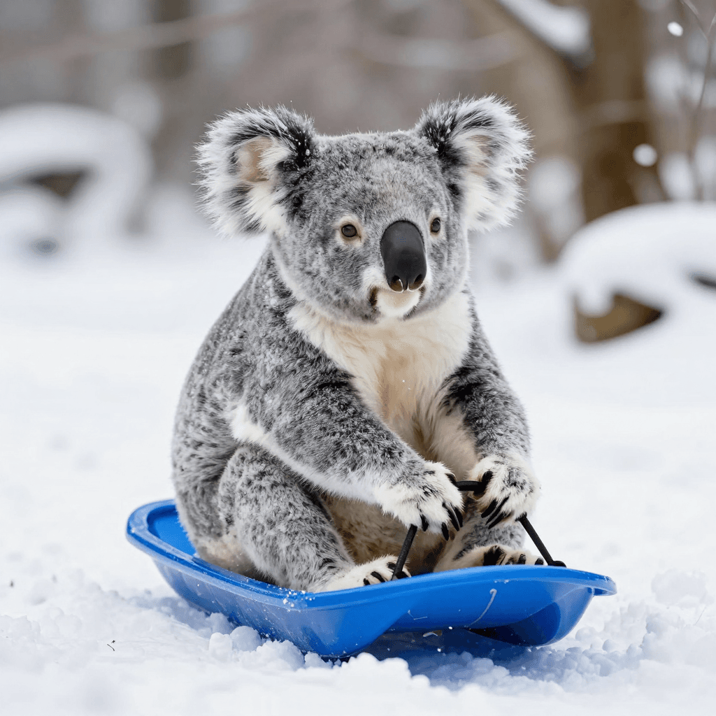 눈썰매 타는 코알라