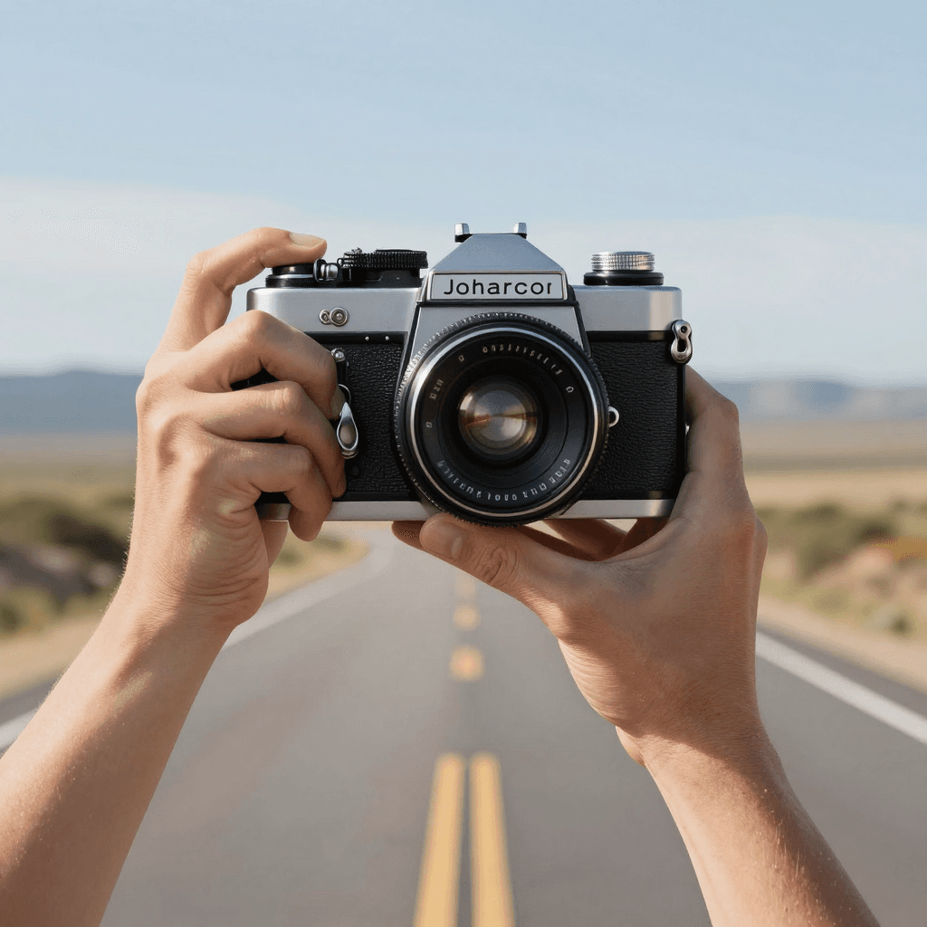 빈티지 필름 카메라 느낌의 70년대 미국 로드트립 풍경