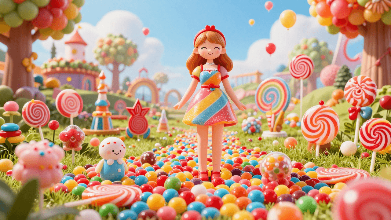 사탕과 젤리로 만들어진 달콤한 캔디 랜드