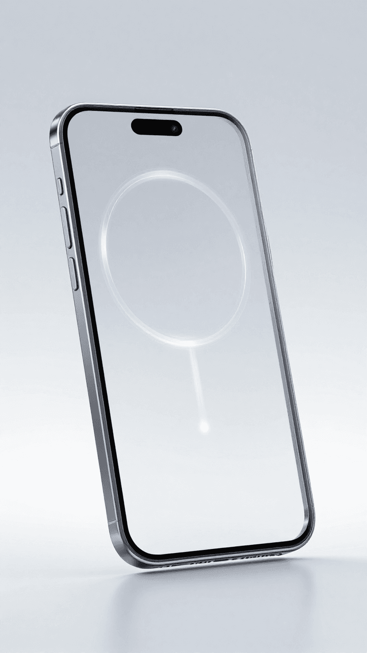 투명한 유리로 만들어진 미래형 스마트폰 콘셉트 디자인