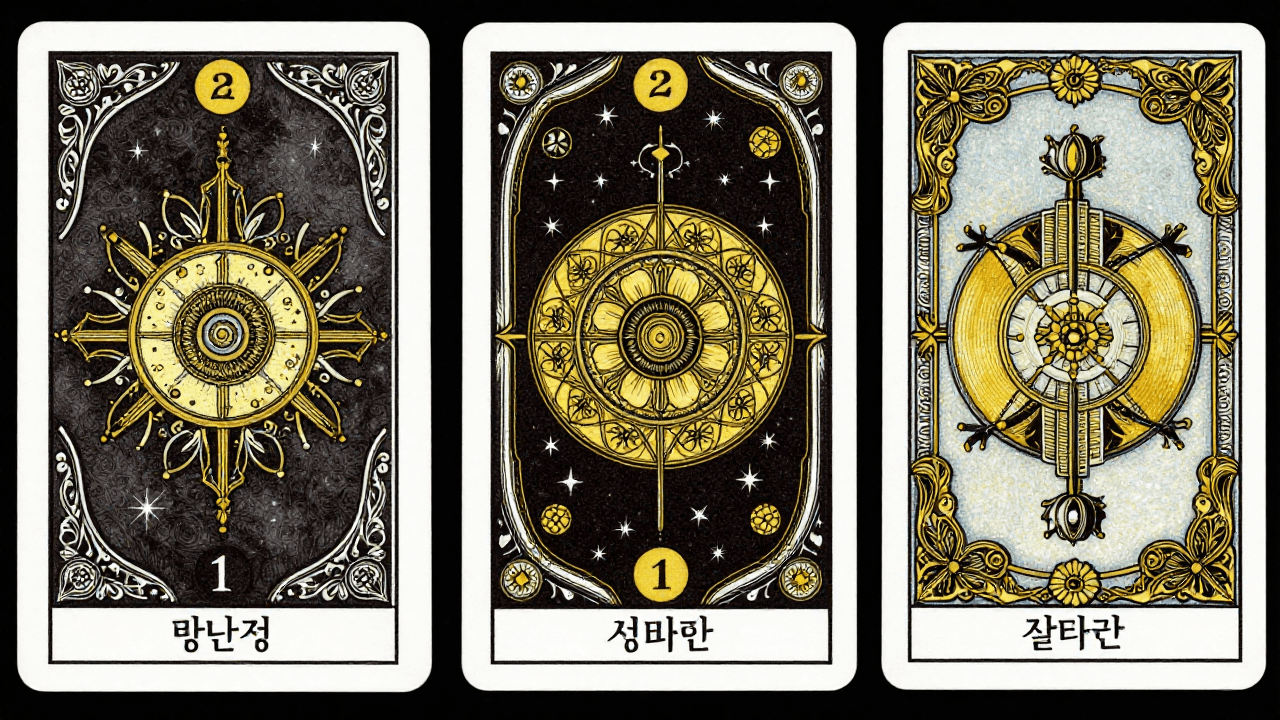 신비로운 문양이 그려진 타로 카드 디자인