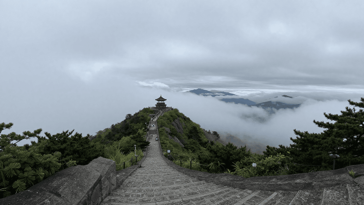 구름을 뚫고 올라온 마천루 꼭대기 뷰