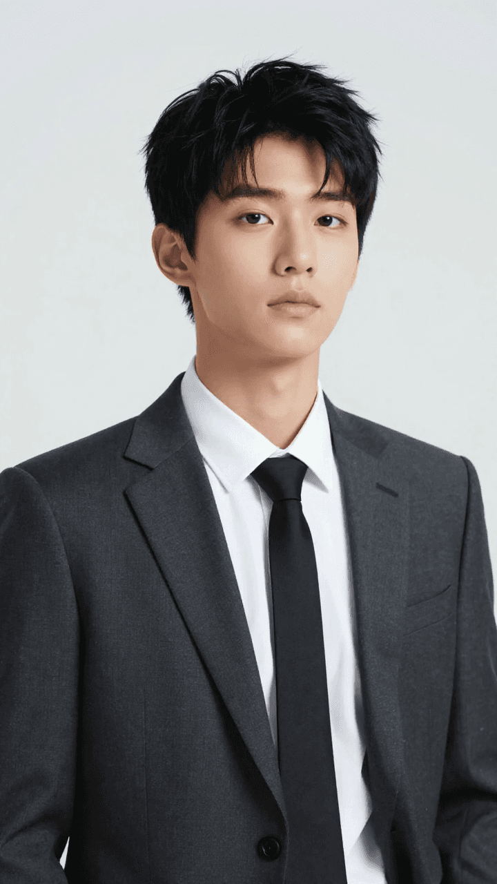 suit를 입은 젊은 동양 남성 모델