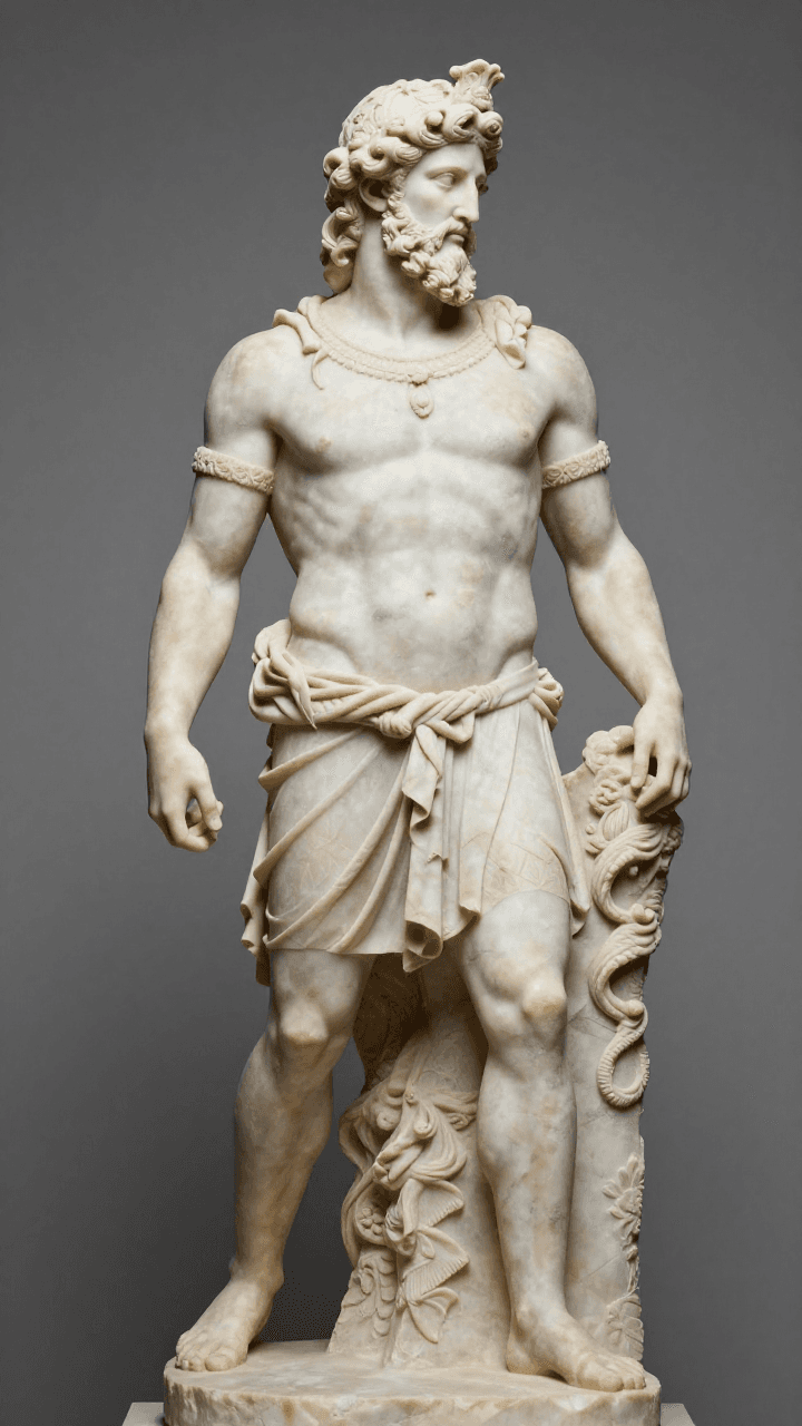 대리석 조각상 느낌의 그리스 신화 포세이돈